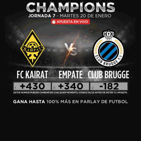 Kairat Almaty v Club Brugge - Apuesta en vivo