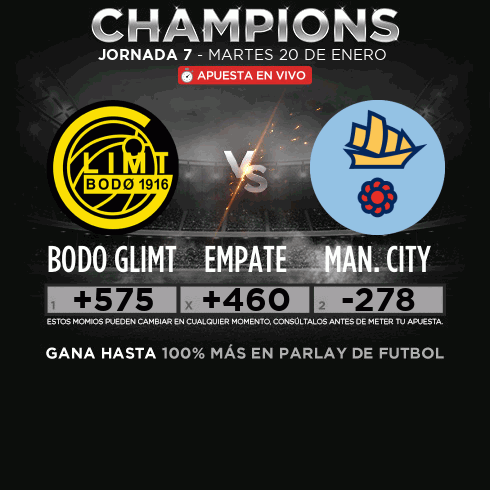 Bodo Glimt v Manchester City - Apuesta en vivo